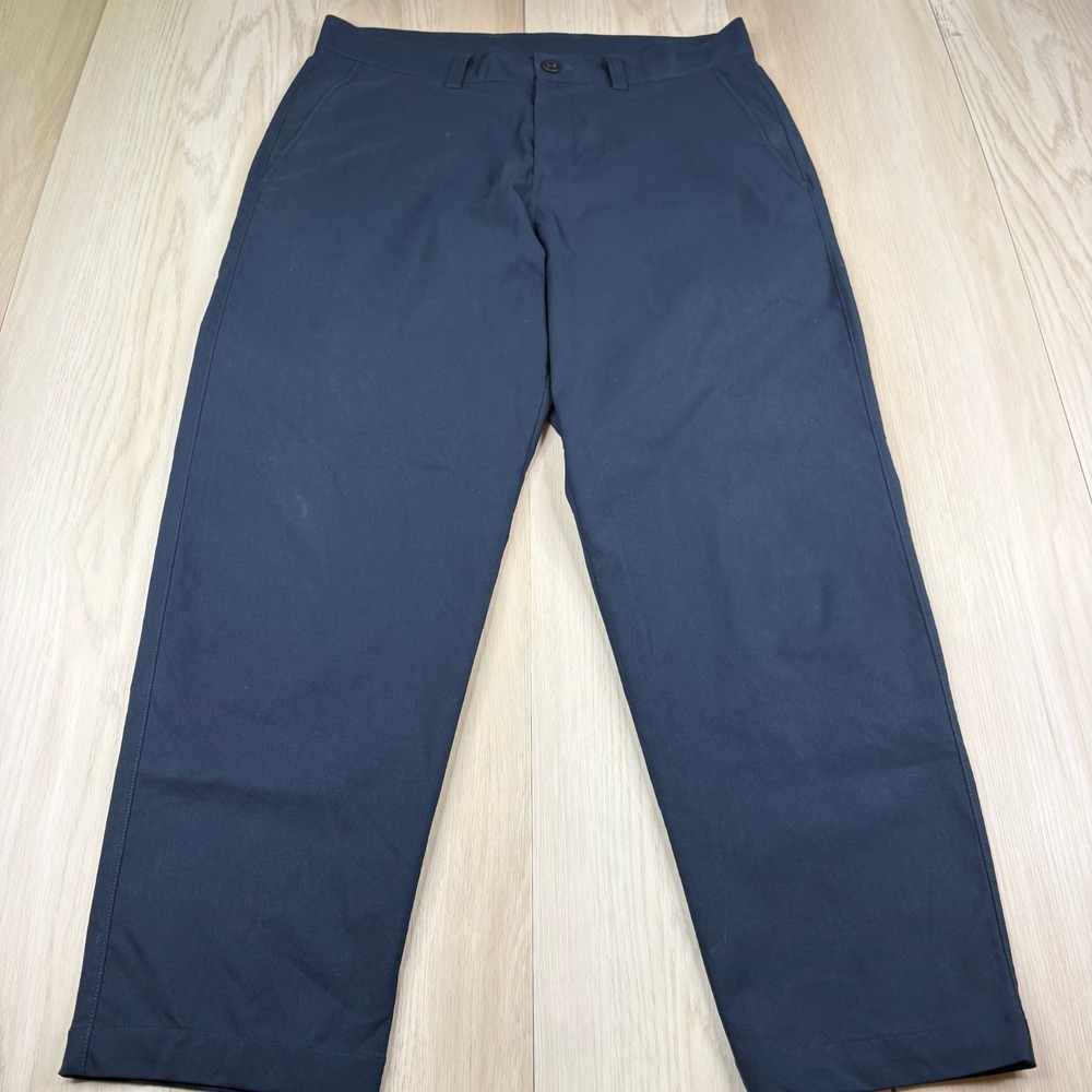 Lululemon ABC Mens Navy Flat Front Straight Leg Performance Chino Pants Size 33